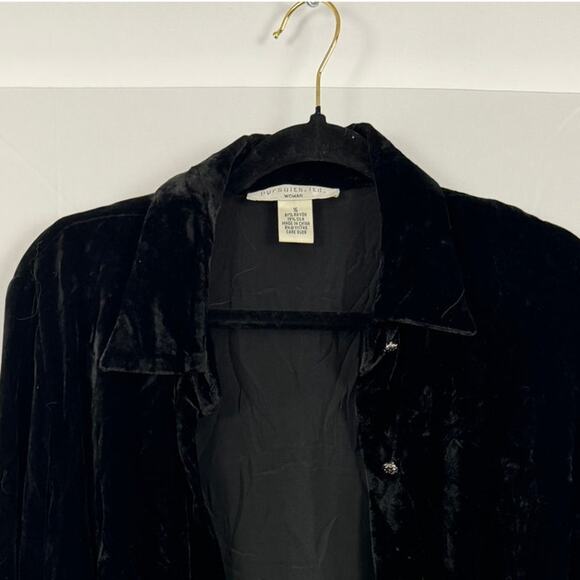 Pursuits Ltd. Black Velvet Button-Up Shirt, Women’s Size 16, Silk Blend, Retro - Picture 6 of 6